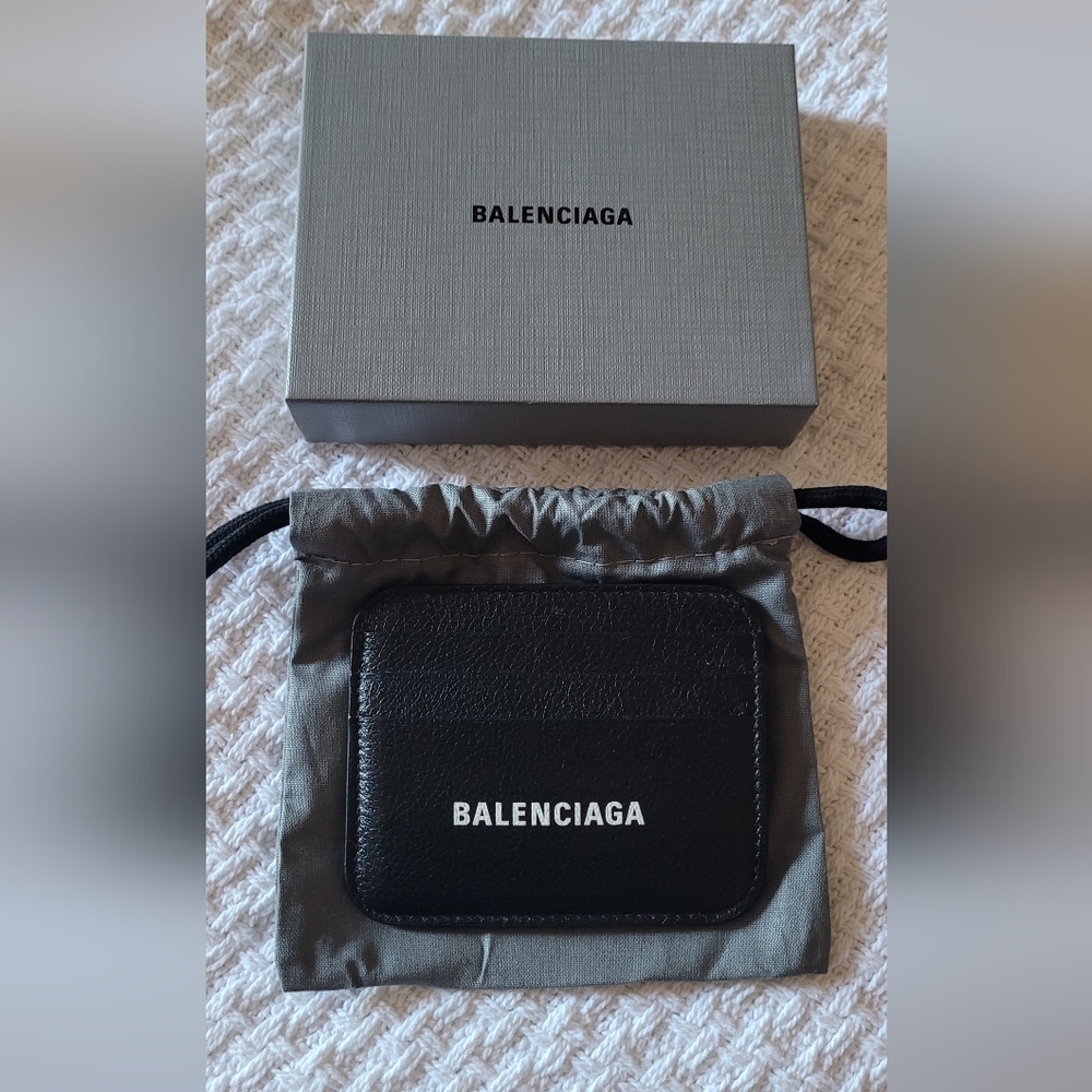 Balenciaga Logo Card Case with Bill Fold Black